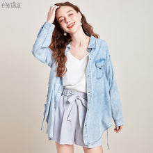 Load image into Gallery viewer, ARTKA 2020 Spring New Women Denim Jacket Fashion Retro Washed Denim Coat Long Sleeve Denim Shirt Jeans Jacket Women WN25001C
