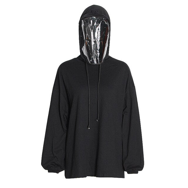 TWOTWINSTYLE Casual Loose Women Sweatshirt Hooded Collar Lantern Long Sleeve Lace Up Pullovers For Female Fashion Clothing Tide