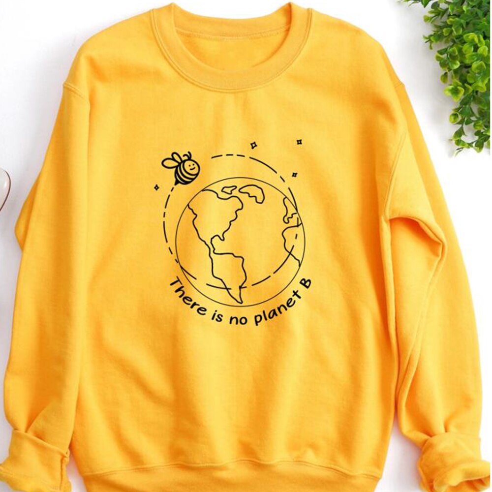 There Is No Planet B Women Sweatshirt Streetwear Hipster Aesthetic Slogan Pullover Kawaii Bees Girl Tumblr Jumpers Dropshipping