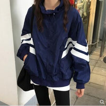 Load image into Gallery viewer, Qooth 2020 Spring Jacket New Trendy Bat Sleeve Loose Female Jacket Oversize Light Coat Windbreaker With Stripes For Women qh2264
