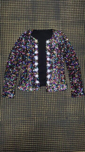 Top Quality Fashion Bright Black Long Sleeve Shining Jacket Slim Fashion Jacket