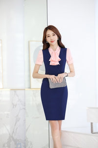 Plus Size 3XL Summer Short Sleeve Formal Professional Business Women Work Suits With Blouses And Dress Office Outfits Set