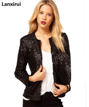 Load image into Gallery viewer, European American Fashion Brand Shining Pocket Cardigan Style Sequin Long Sleeves Slim Suit Pattern Jacket Coat
