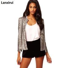 Load image into Gallery viewer, European American Fashion Brand Shining Pocket Cardigan Style Sequin Long Sleeves Slim Suit Pattern Jacket Coat

